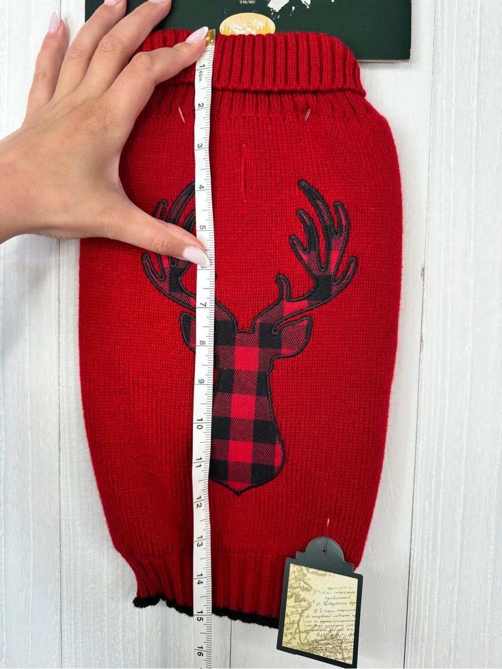 Telluride Clothing Co. Red Buffalo Plaid Reindeer Dog Sweater